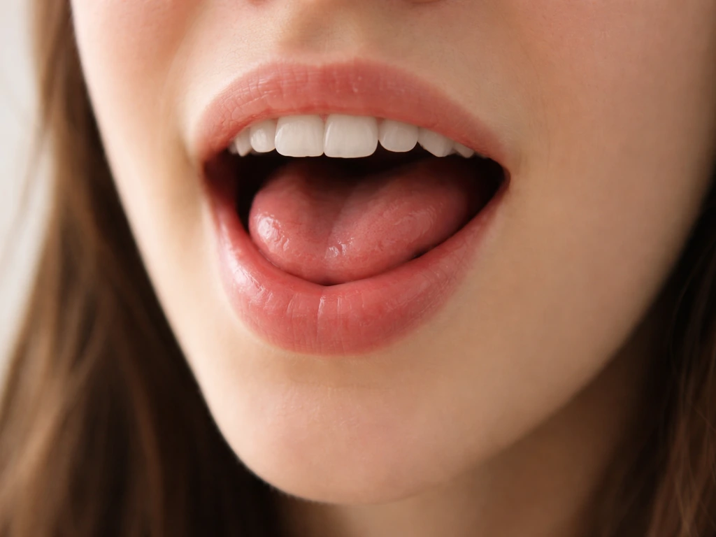 Close-up of an open-jaw mouth and raised tongue showing the “my” /aɪ/ sound position.