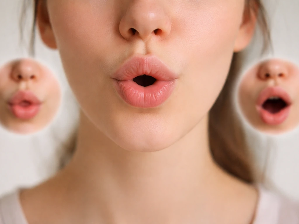 Close-up of a person’s mouth and tongue positions showing JUN + koh pronunciation cues
