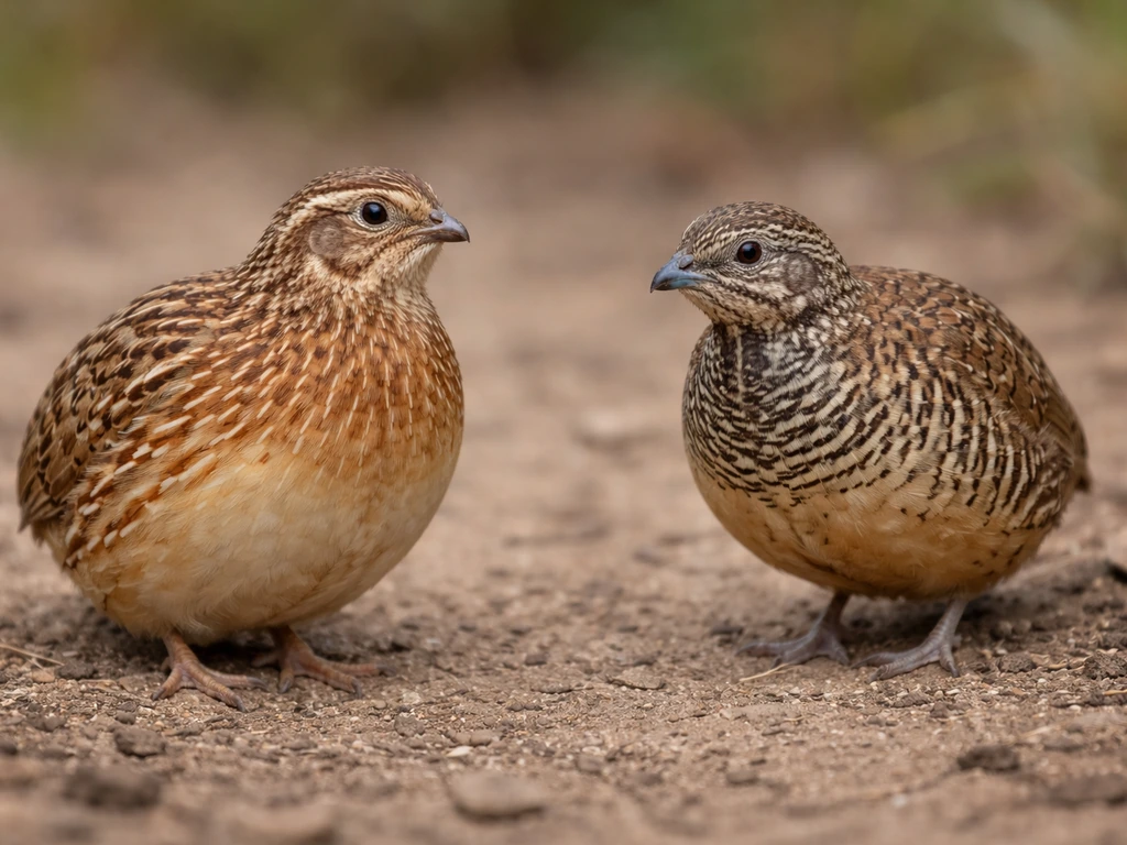 Two small Indian quail species shown side-by-side to illustrate different birds under one local name
